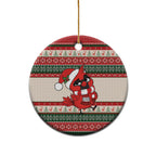 Aussie Cardinal Christmas Ceramic Ornament Festive Knitted Pattern Inspired