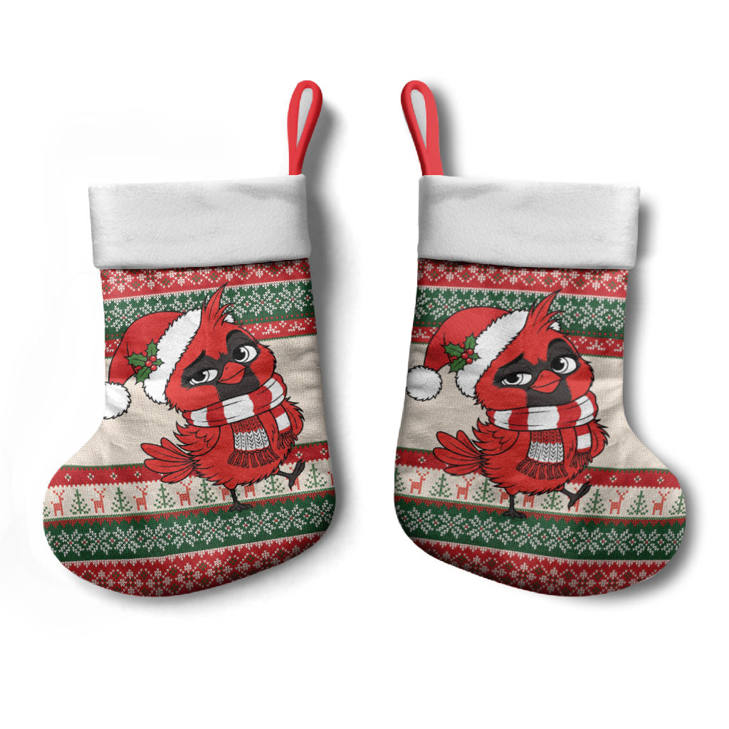 Aussie Cardinal Christmas Stocking Festive Knitted Pattern Inspired