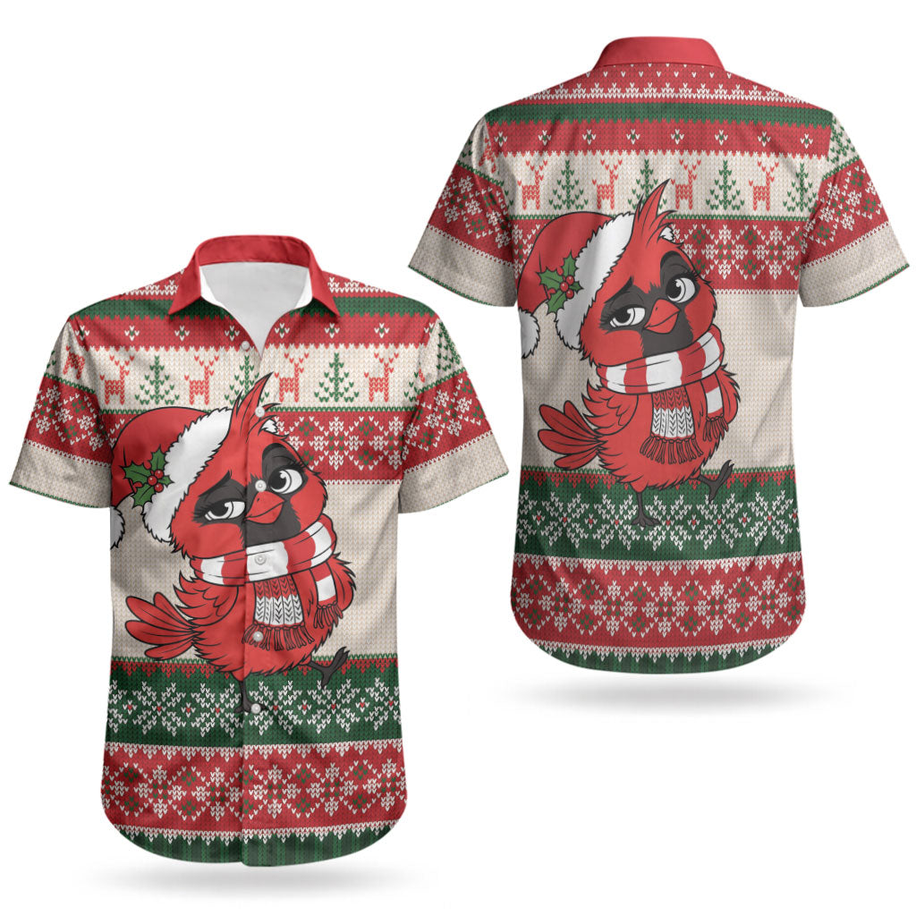 Aussie Cardinal Christmas Couples Matching Off Shoulder Maxi Dress and Hawaiian Shirt Festive Knitted Pattern Inspired