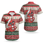 Aussie Cardinal Christmas Couples Matching Short Sleeve Bodycon Dress and Hawaiian Shirt Festive Knitted Pattern Inspired