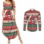 Aussie Cardinal Christmas Couples Matching Summer Maxi Dress and Long Sleeve Button Shirt Festive Knitted Pattern Inspired