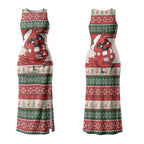 Aussie Cardinal Christmas Couples Matching Tank Maxi Dress and Long Sleeve Button Shirt Festive Knitted Pattern Inspired