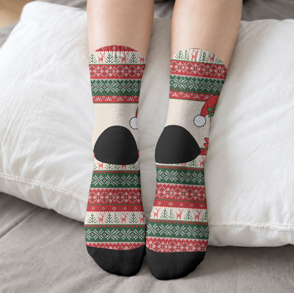 Aussie Cardinal Christmas Crew Socks Festive Knitted Pattern Inspired