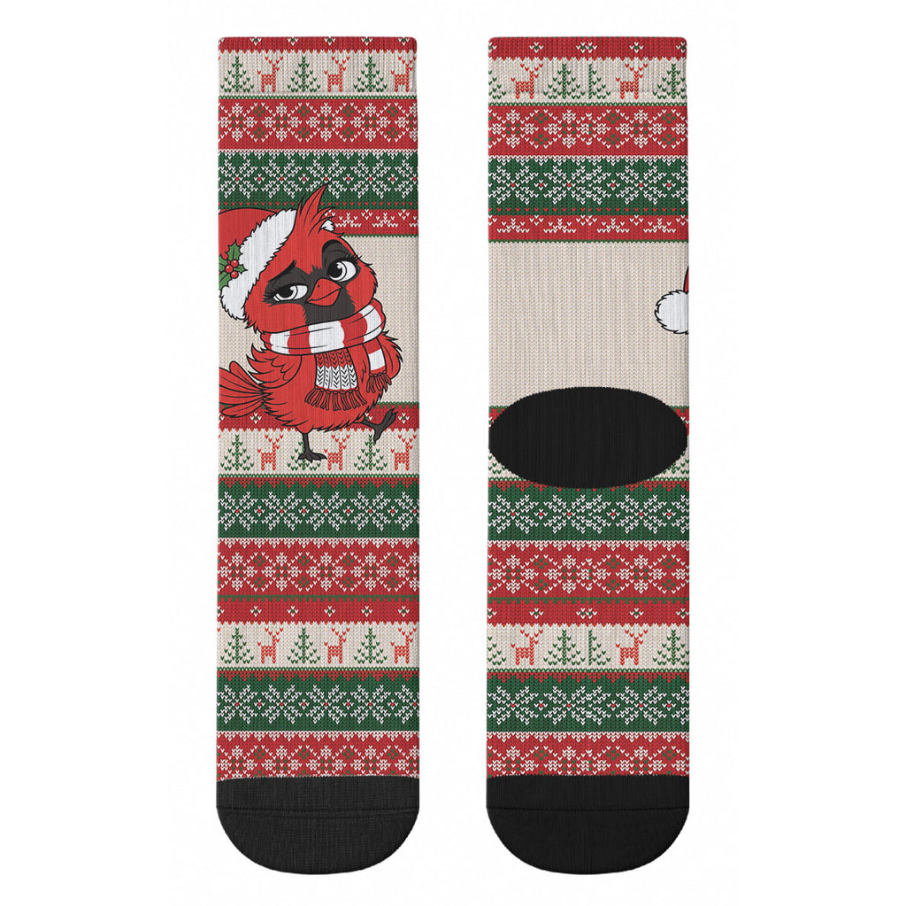 Aussie Cardinal Christmas Crew Socks Festive Knitted Pattern Inspired