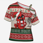 Aussie Cardinal Christmas Cross Shoulder Shirt Festive Knitted Pattern Inspired