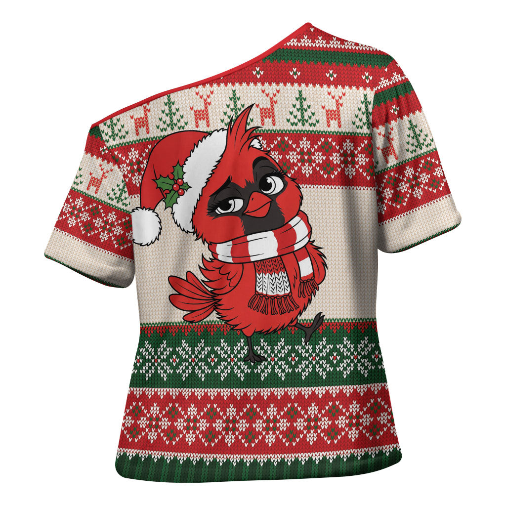 Aussie Cardinal Christmas Cross Shoulder Shirt Festive Knitted Pattern Inspired