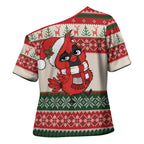 Aussie Cardinal Christmas Cross Shoulder Shirt Festive Knitted Pattern Inspired