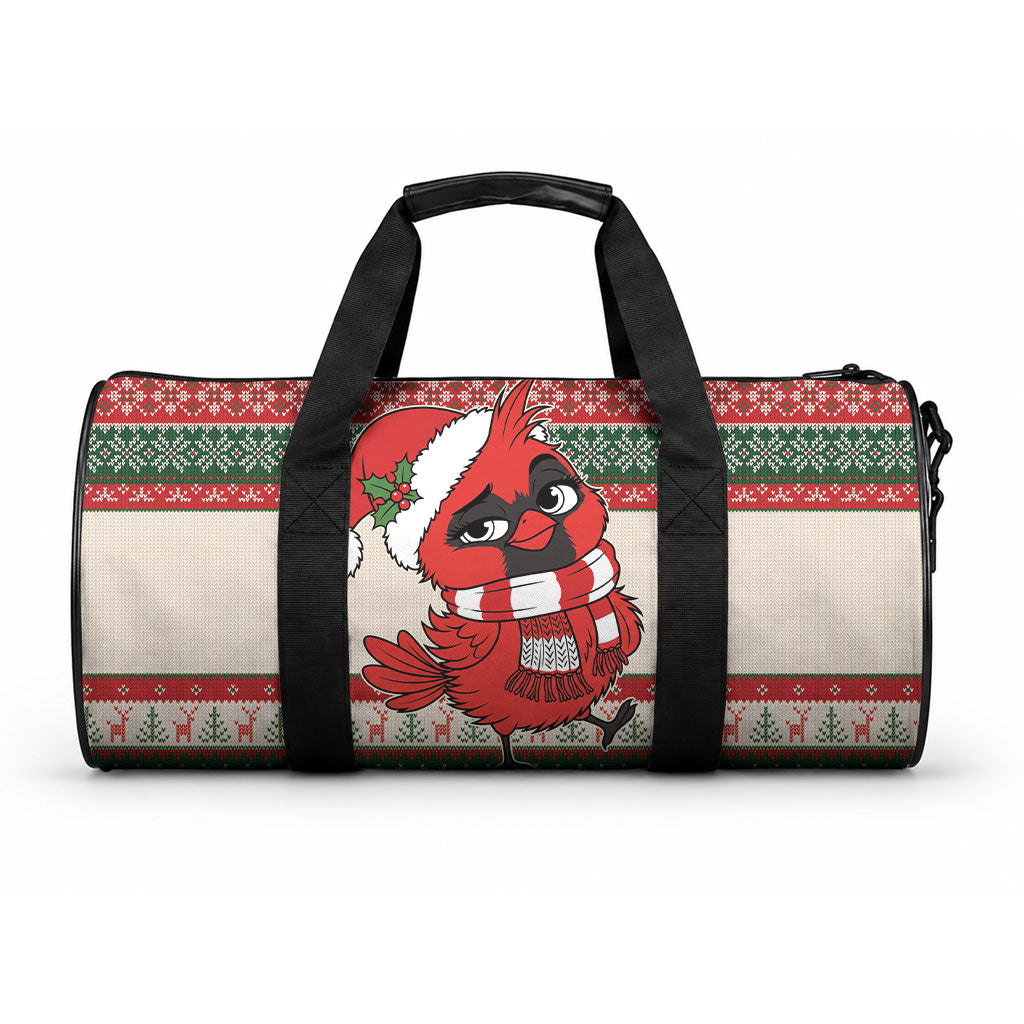 Aussie Cardinal Christmas Duffle Bag Festive Knitted Pattern Inspired