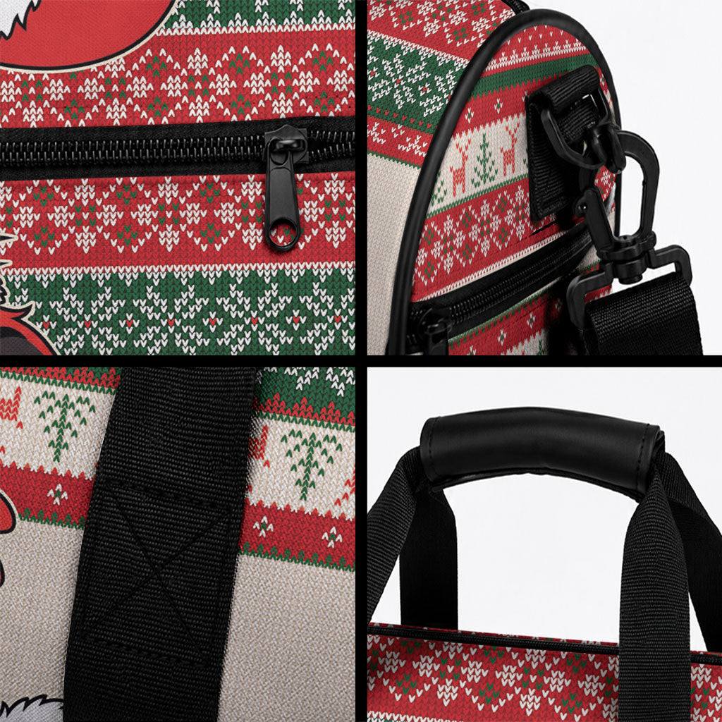 Aussie Cardinal Christmas Duffle Bag Festive Knitted Pattern Inspired