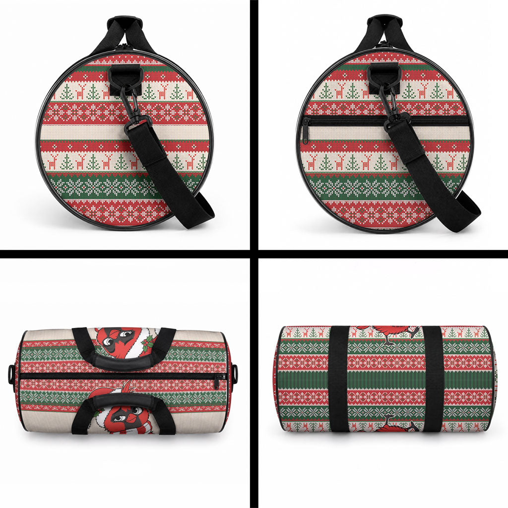 Aussie Cardinal Christmas Duffle Bag Festive Knitted Pattern Inspired