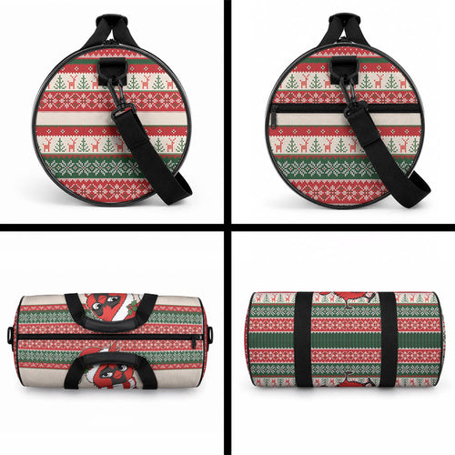 Aussie Cardinal Christmas Duffle Bag Festive Knitted Pattern Inspired