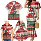Aussie Cardinal Christmas Family Matching Mermaid Dress and Hawaiian Shirt Festive Knitted Pattern Inspired