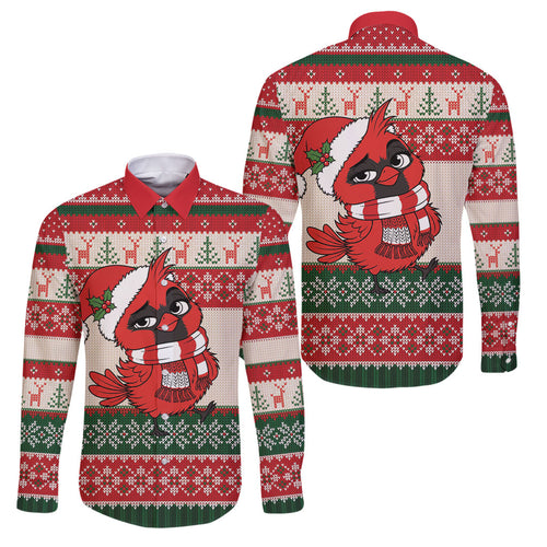 Aussie Cardinal Christmas Family Matching Mermaid Dress and Hawaiian Shirt Festive Knitted Pattern Inspired