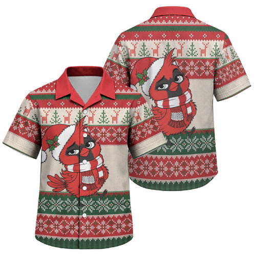 Aussie Cardinal Christmas Family Matching Mermaid Dress and Hawaiian Shirt Festive Knitted Pattern Inspired