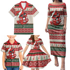 Aussie Cardinal Christmas Family Matching Puletasi and Hawaiian Shirt Festive Knitted Pattern Inspired