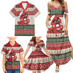 Aussie Cardinal Christmas Family Matching Summer Maxi Dress and Hawaiian Shirt Festive Knitted Pattern Inspired
