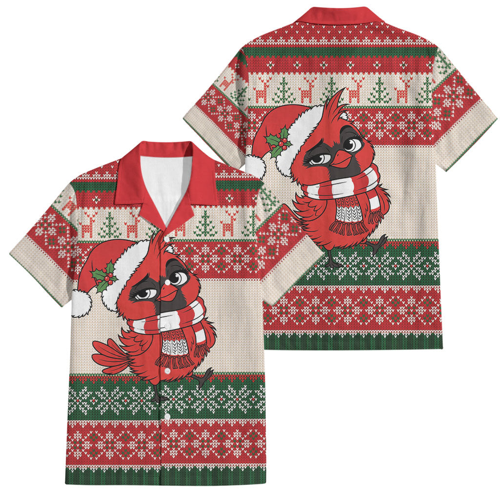 Aussie Cardinal Christmas Family Matching Tank Maxi Dress and Hawaiian Shirt Festive Knitted Pattern Inspired