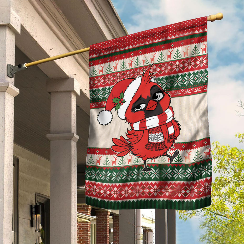 Aussie Cardinal Christmas Garden Flag Festive Knitted Pattern Inspired