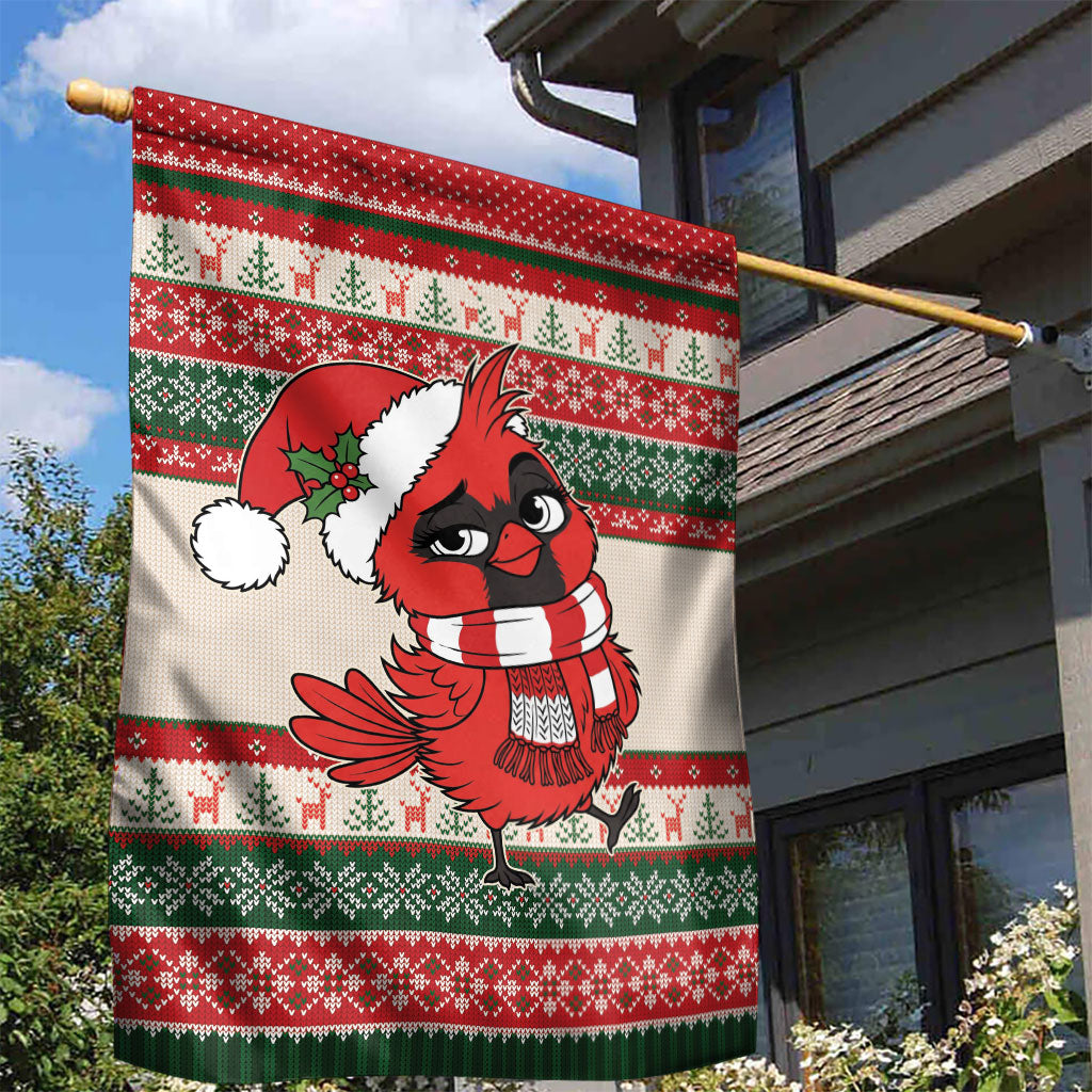 Aussie Cardinal Christmas Garden Flag Festive Knitted Pattern Inspired
