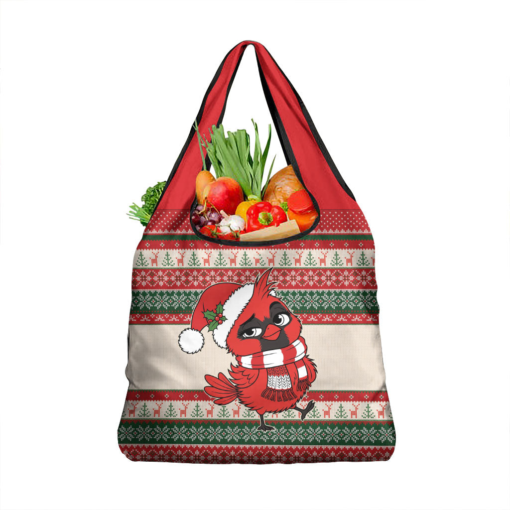 Aussie Cardinal Christmas Grocery Bag Festive Knitted Pattern Inspired