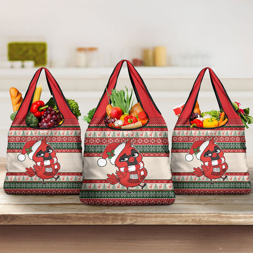 Aussie Cardinal Christmas Grocery Bag Festive Knitted Pattern Inspired