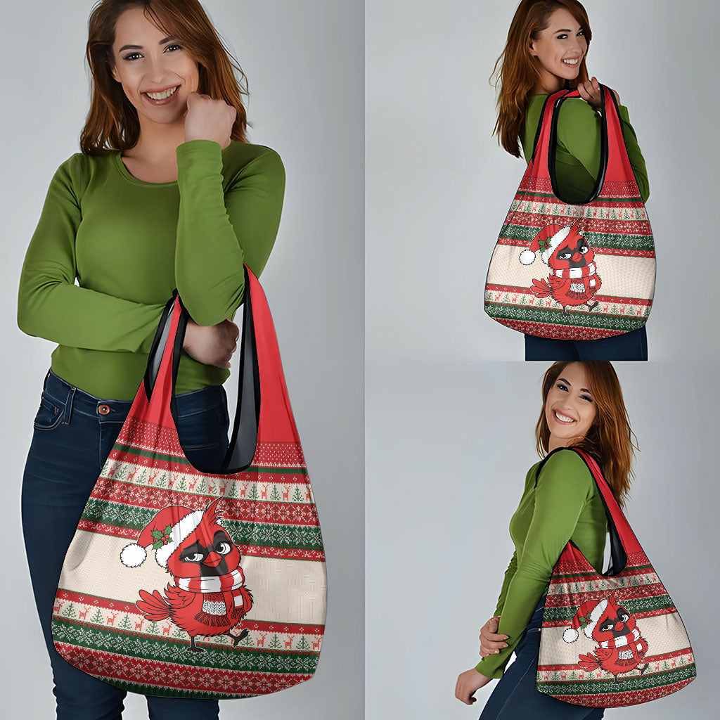 Aussie Cardinal Christmas Grocery Bag Festive Knitted Pattern Inspired