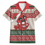 Aussie Cardinal Christmas Hawaiian Shirt Festive Knitted Pattern Inspired
