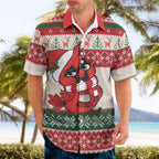 Aussie Cardinal Christmas Hawaiian Shirt Festive Knitted Pattern Inspired