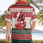 Aussie Cardinal Christmas Hawaiian Shirt Festive Knitted Pattern Inspired