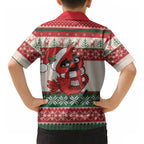 Aussie Cardinal Christmas Hawaiian Shirt Festive Knitted Pattern Inspired