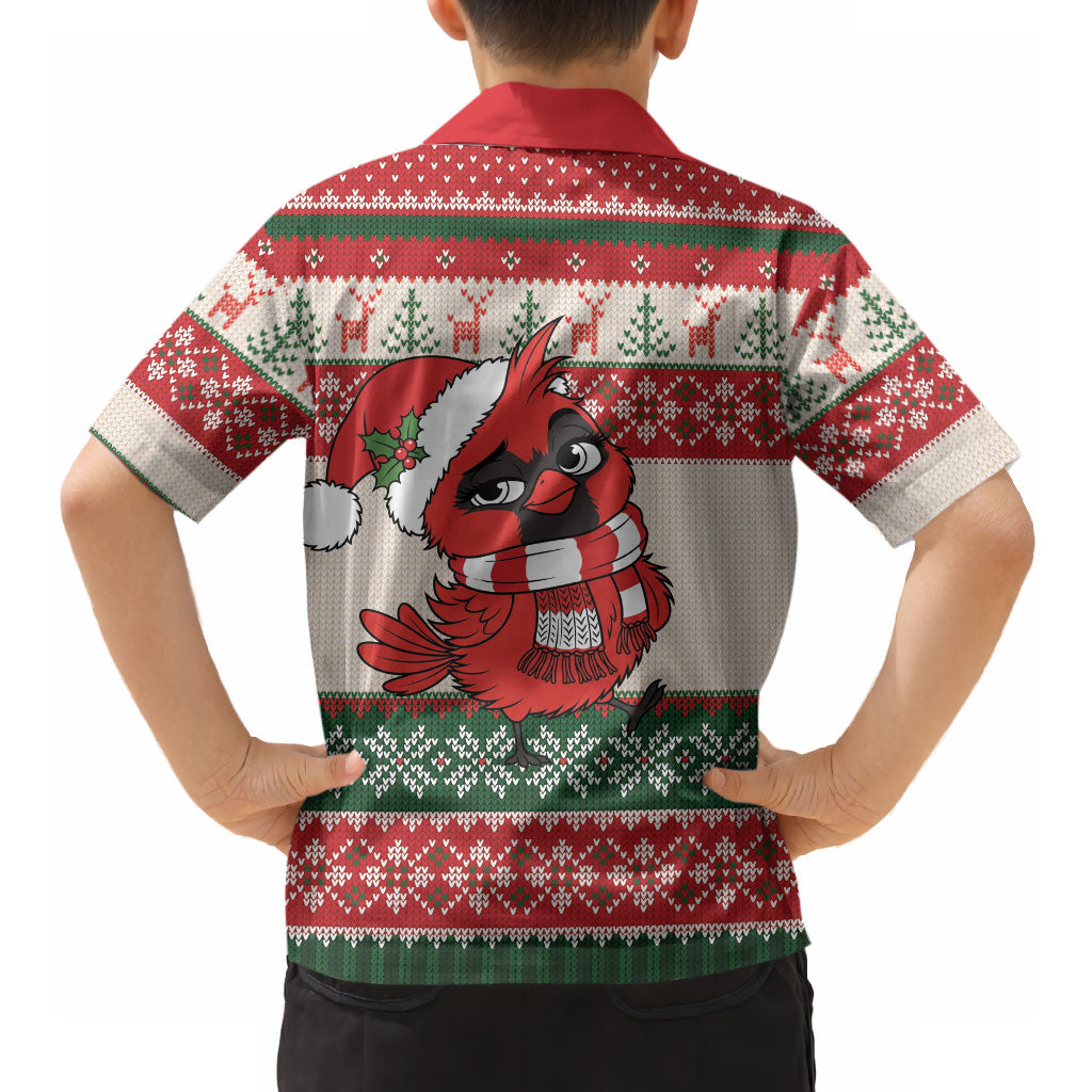 Aussie Cardinal Christmas Hawaiian Shirt Festive Knitted Pattern Inspired
