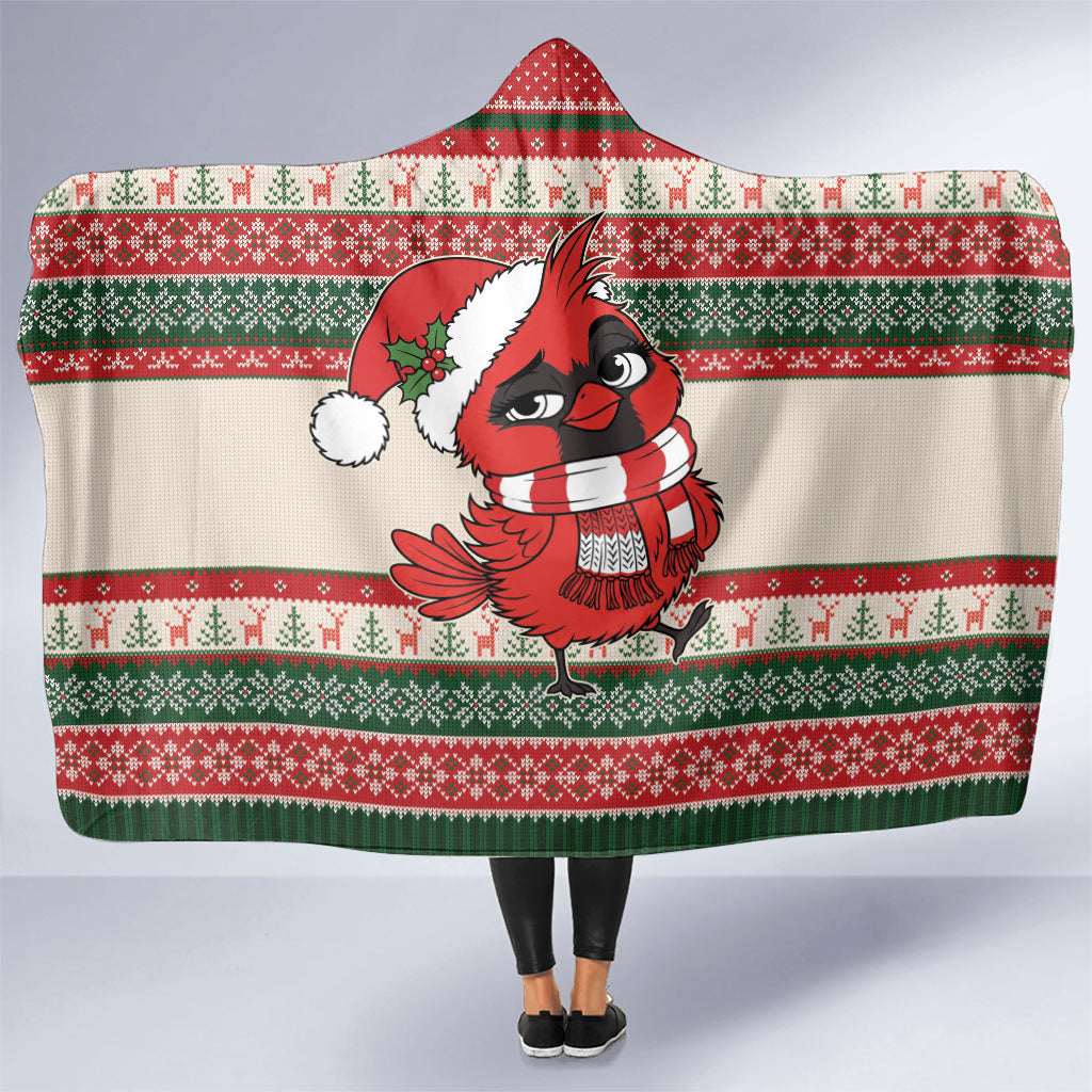 Aussie Cardinal Christmas Hooded Blanket Festive Knitted Pattern Inspired