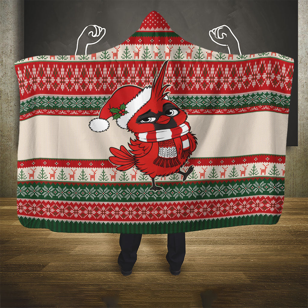 Aussie Cardinal Christmas Hooded Blanket Festive Knitted Pattern Inspired