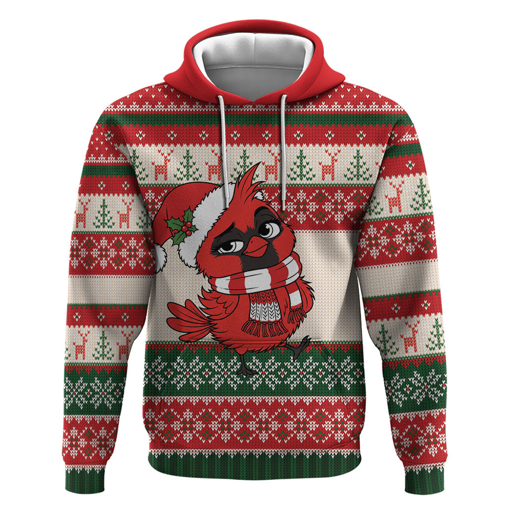 Aussie Cardinal Christmas Hoodie Festive Knitted Pattern Inspired