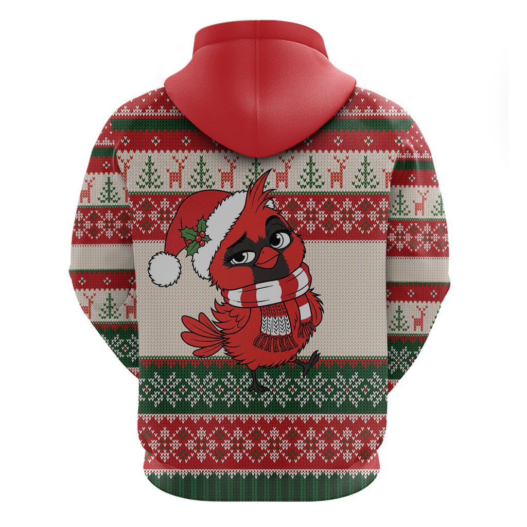 Aussie Cardinal Christmas Hoodie Festive Knitted Pattern Inspired