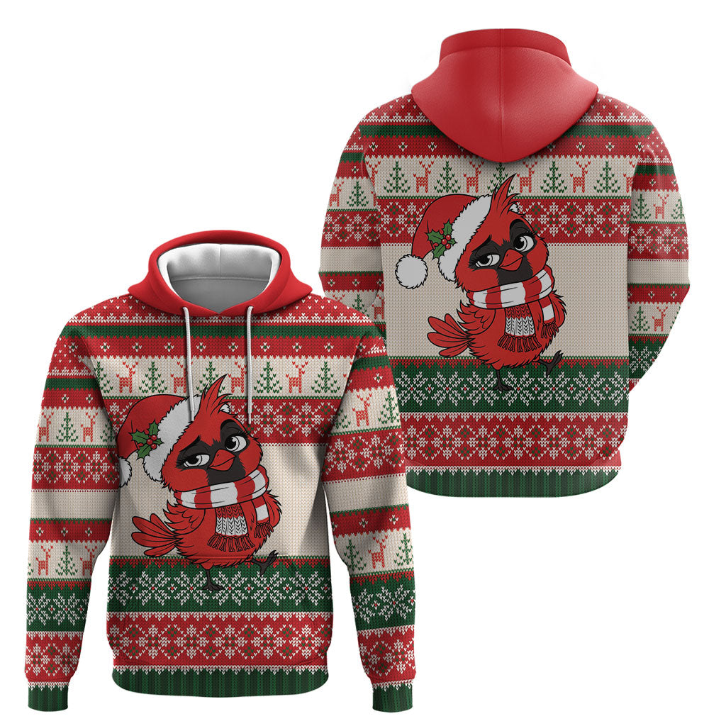 Aussie Cardinal Christmas Hoodie Festive Knitted Pattern Inspired