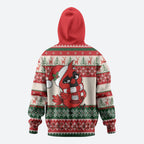 Aussie Cardinal Christmas Hoodie Festive Knitted Pattern Inspired
