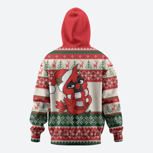 Aussie Cardinal Christmas Hoodie Festive Knitted Pattern Inspired