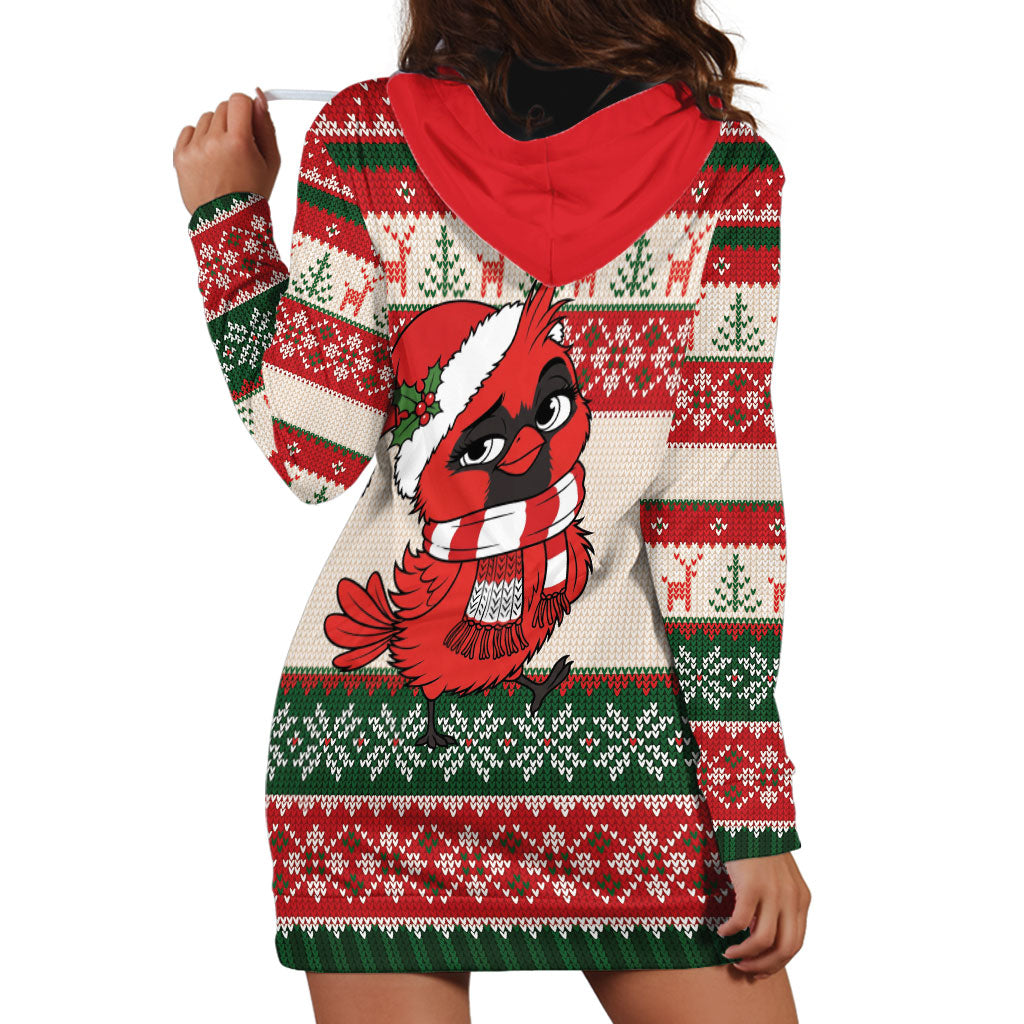 Aussie Cardinal Christmas Hoodie Dress Festive Knitted Pattern Inspired