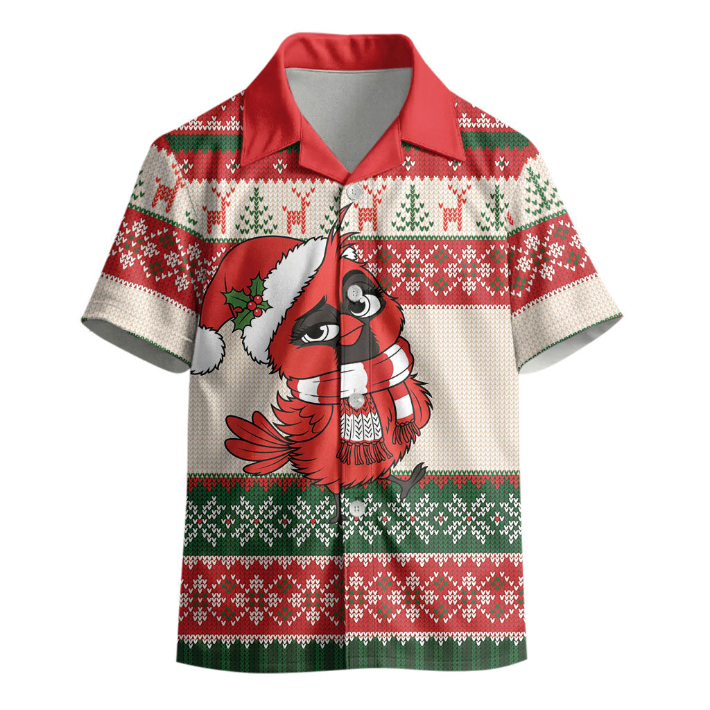 Aussie Cardinal Christmas Kid Hawaiian Shirt Festive Knitted Pattern Inspired