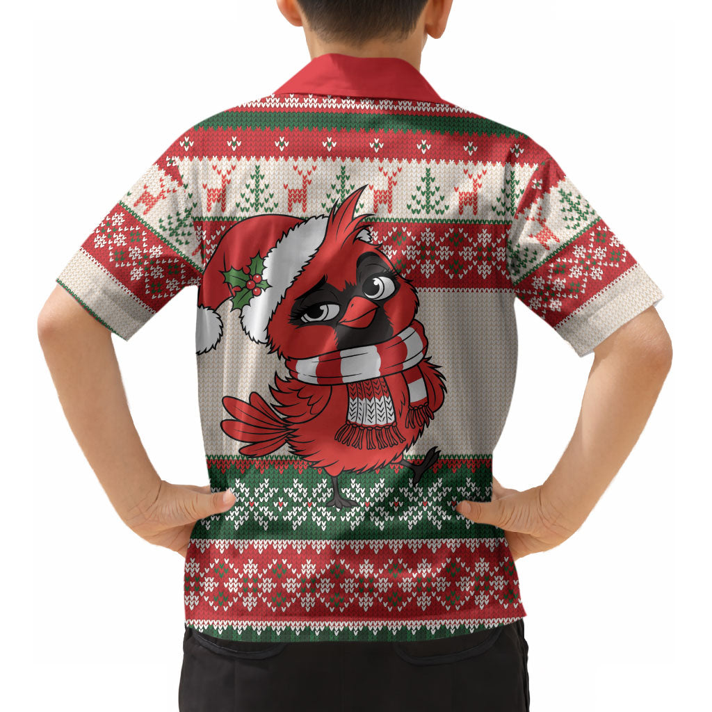 Aussie Cardinal Christmas Kid Hawaiian Shirt Festive Knitted Pattern Inspired