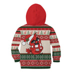 Aussie Cardinal Christmas Kid Hoodie Festive Knitted Pattern Inspired
