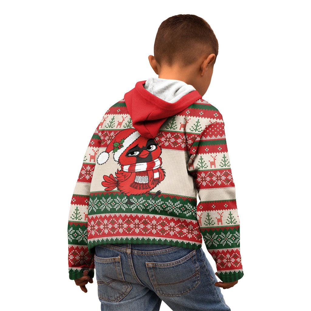 Aussie Cardinal Christmas Kid Hoodie Festive Knitted Pattern Inspired