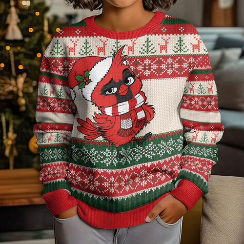 Aussie Cardinal Christmas Kid Ugly Christmas Sweater Festive Knitted Pattern Inspired