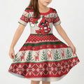 Aussie Cardinal Christmas Kid Short Sleeve Dress Festive Knitted Pattern Inspired