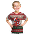 Aussie Cardinal Christmas Kid T Shirt Festive Knitted Pattern Inspired