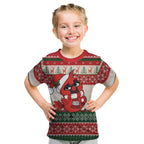 Aussie Cardinal Christmas Kid T Shirt Festive Knitted Pattern Inspired
