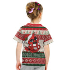 Aussie Cardinal Christmas Kid T Shirt Festive Knitted Pattern Inspired