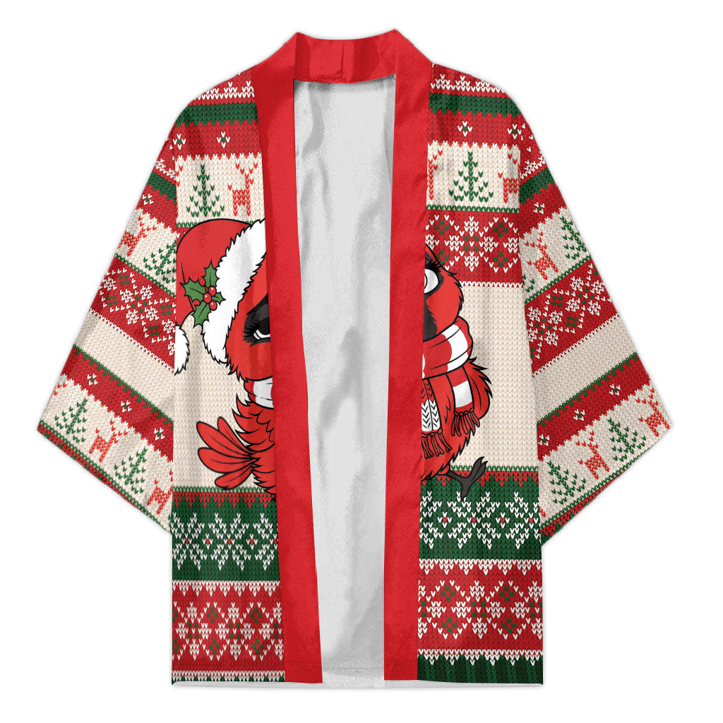 Aussie Cardinal Christmas Kimono Festive Knitted Pattern Inspired