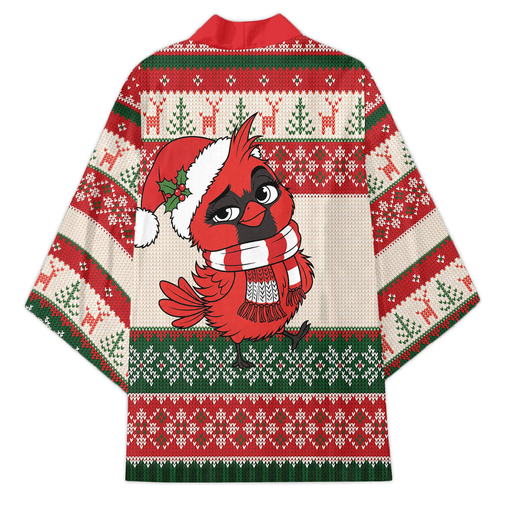 Aussie Cardinal Christmas Kimono Festive Knitted Pattern Inspired